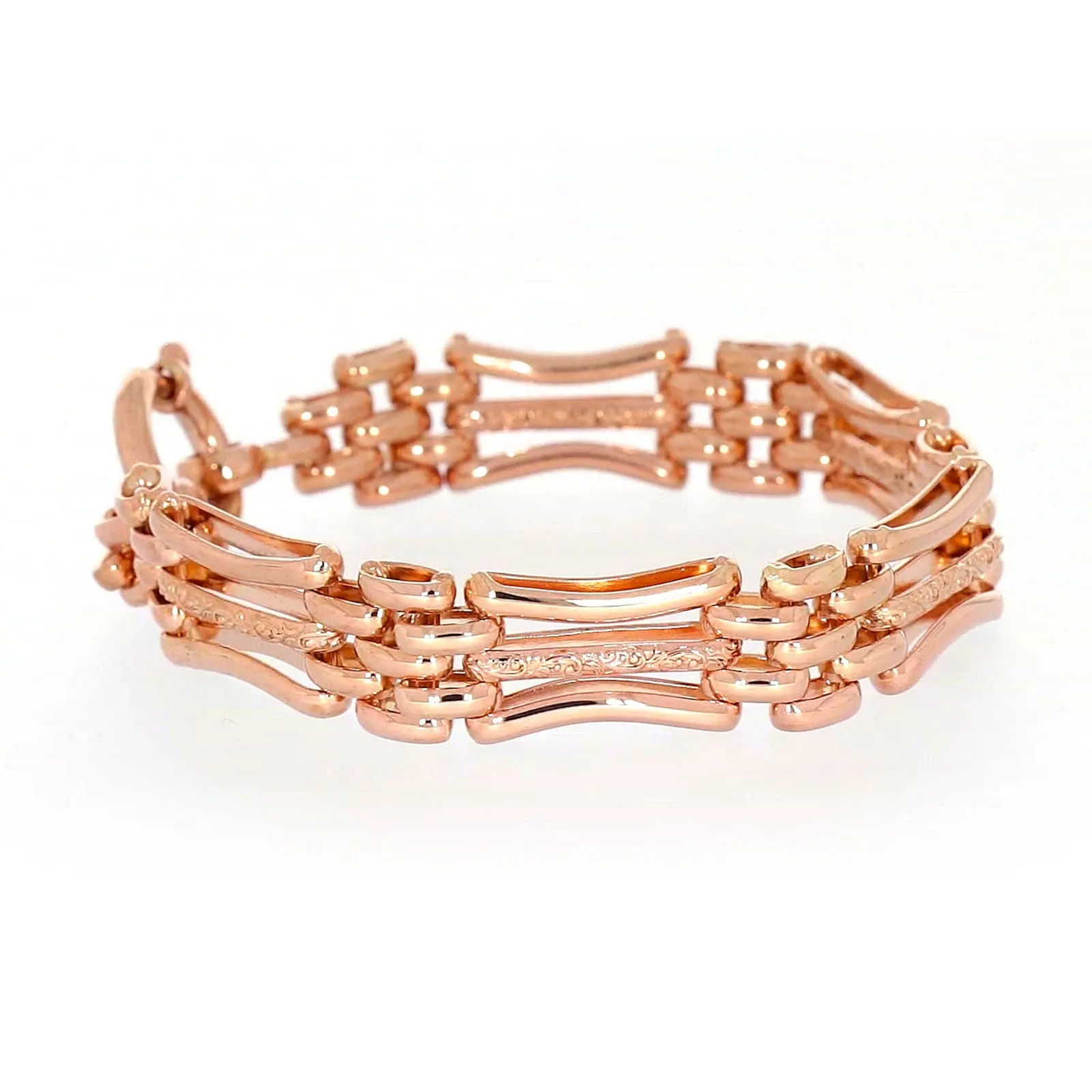9ct Rose Gold Silver Filled 19cm Gate Bracelet with Bolt Ring
