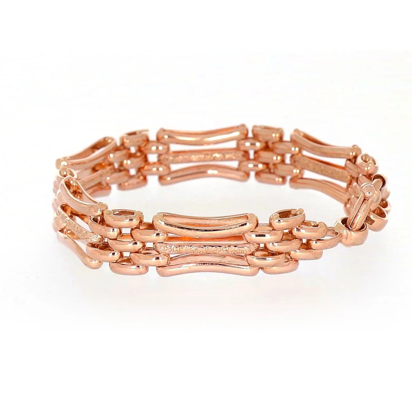 9ct Rose Gold Silver Filled 19cm Gate Bracelet with Bolt Ring
