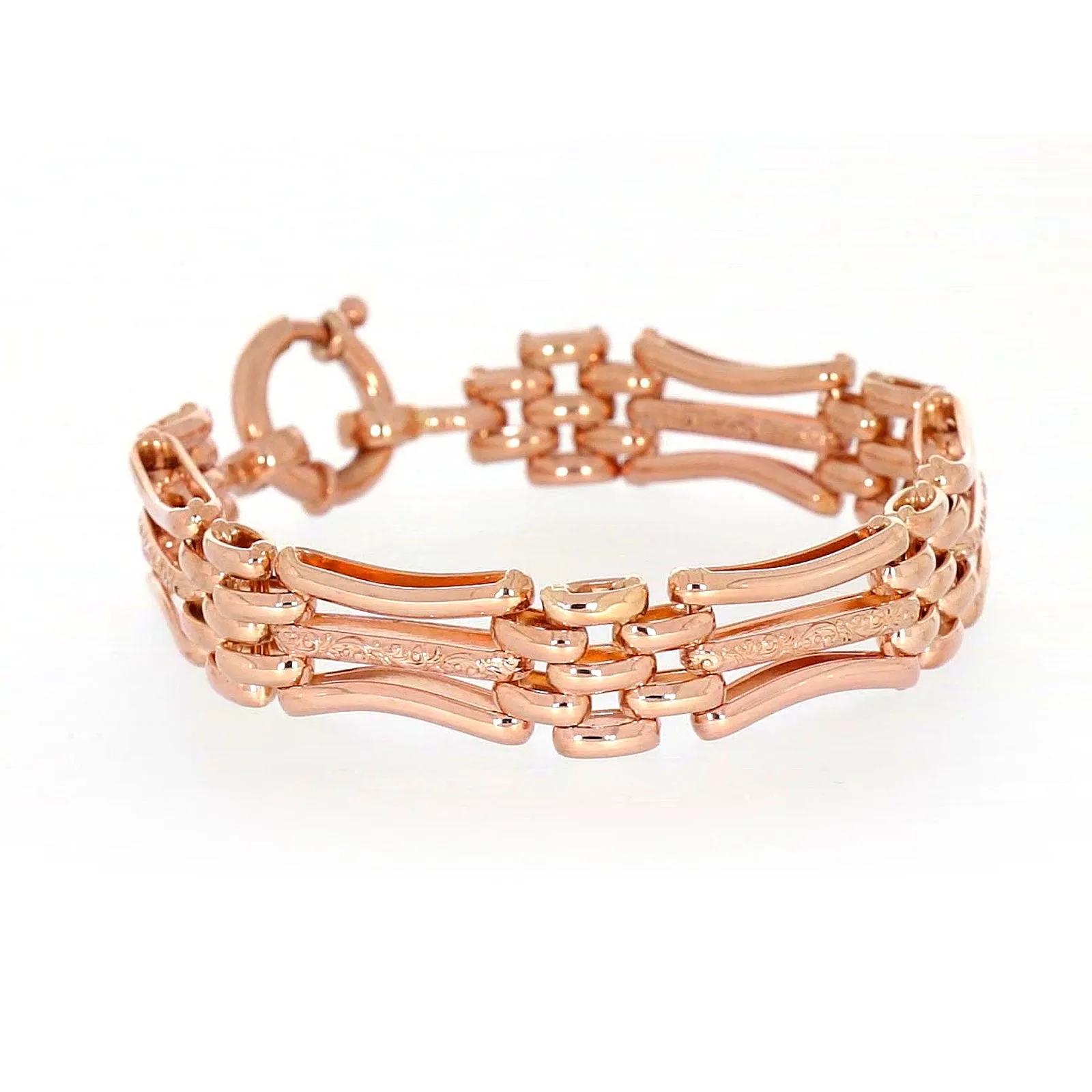 9ct Rose Gold Silver Filled 19cm Gate Bracelet with Bolt Ring