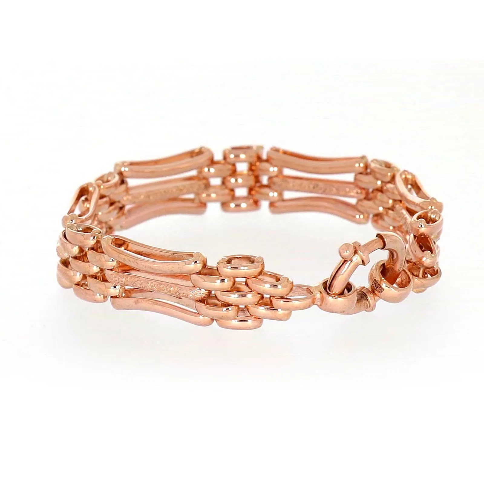 9ct Rose Gold Silver Filled 19cm Gate Bracelet with Bolt Ring