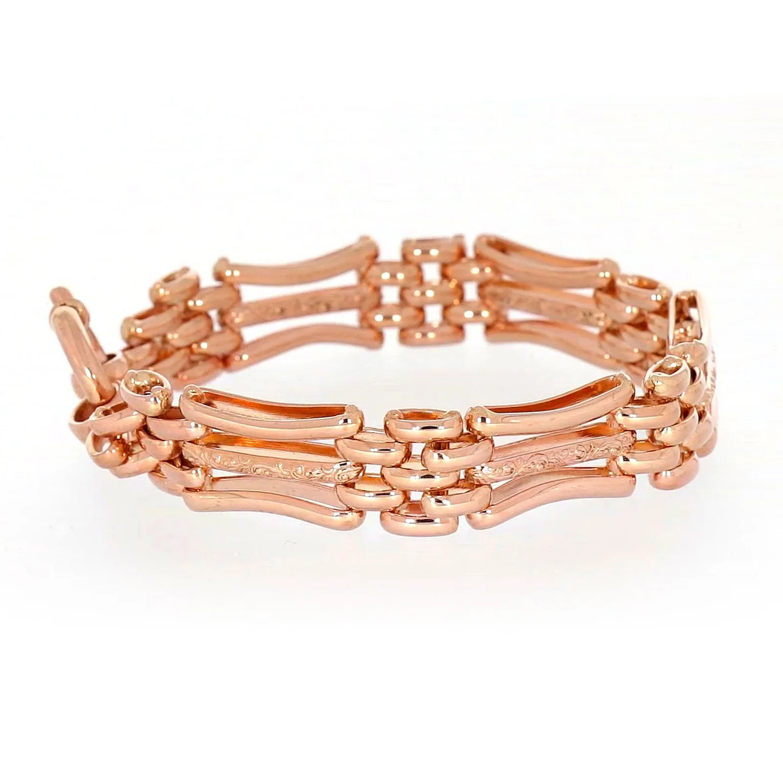 9ct Rose Gold Silver Filled 19cm Gate Bracelet with Bolt Ring