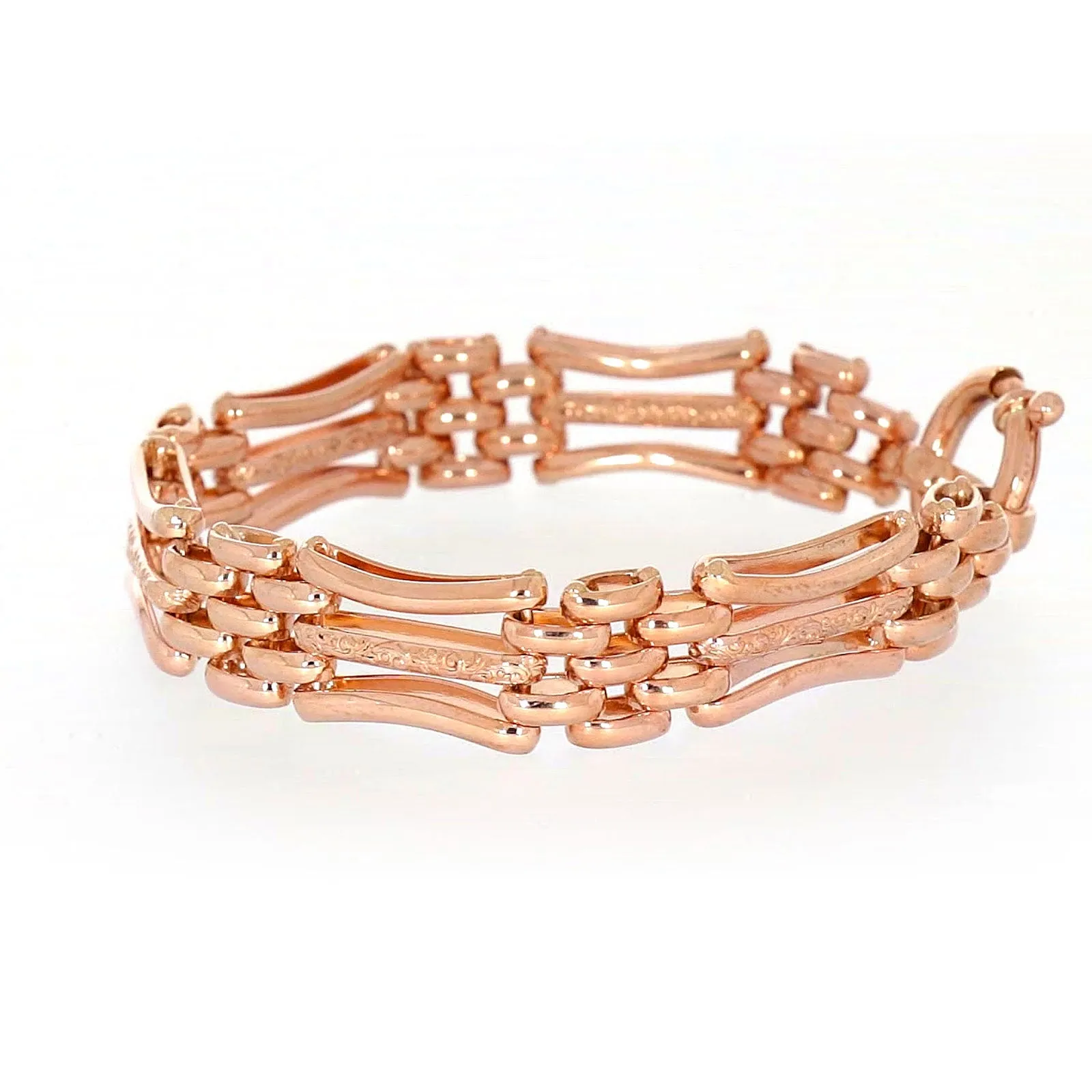 9ct Rose Gold Silver Filled 19cm Gate Bracelet with Bolt Ring