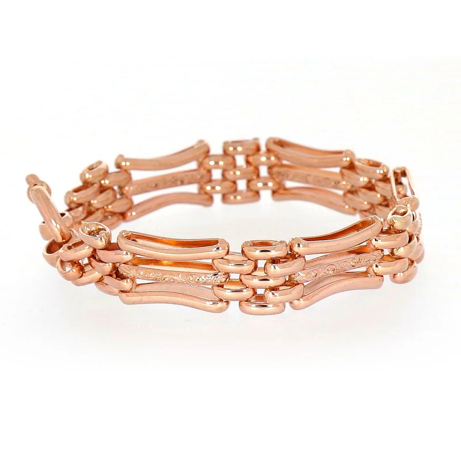 9ct Rose Gold Silver Filled 19cm Gate Bracelet with Bolt Ring