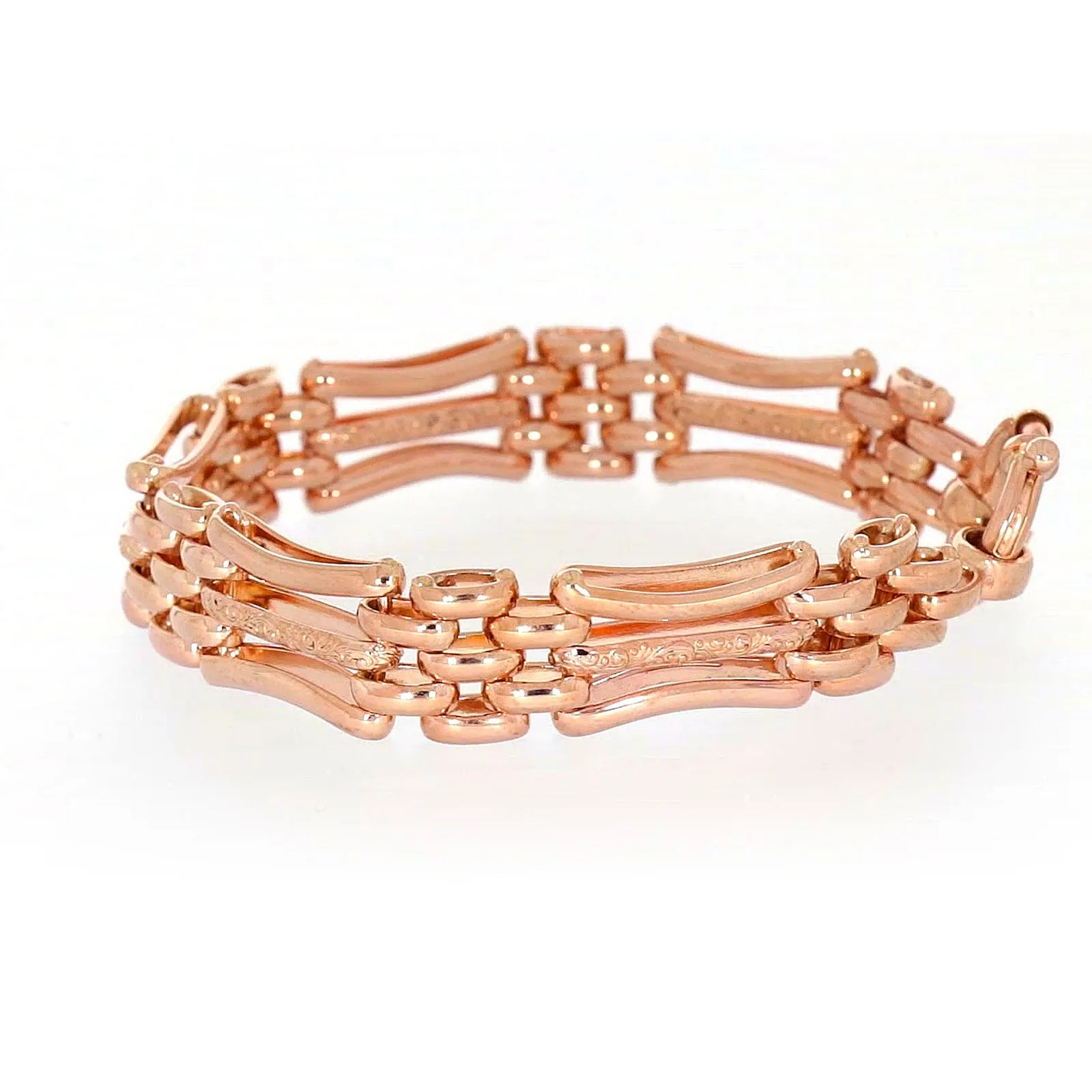 9ct Rose Gold Silver Filled 19cm Gate Bracelet with Bolt Ring