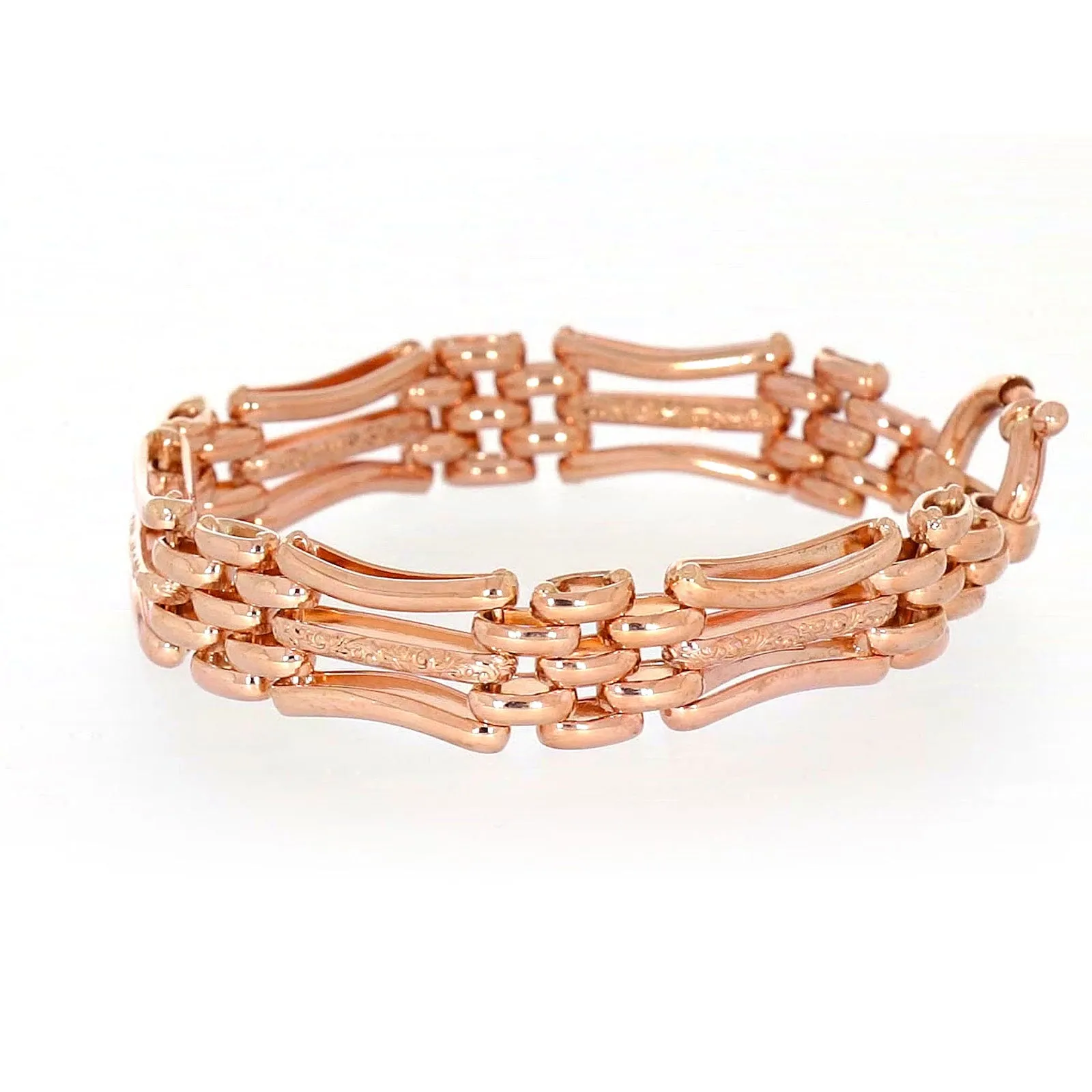 9ct Rose Gold Silver Filled 19cm Gate Bracelet with Bolt Ring