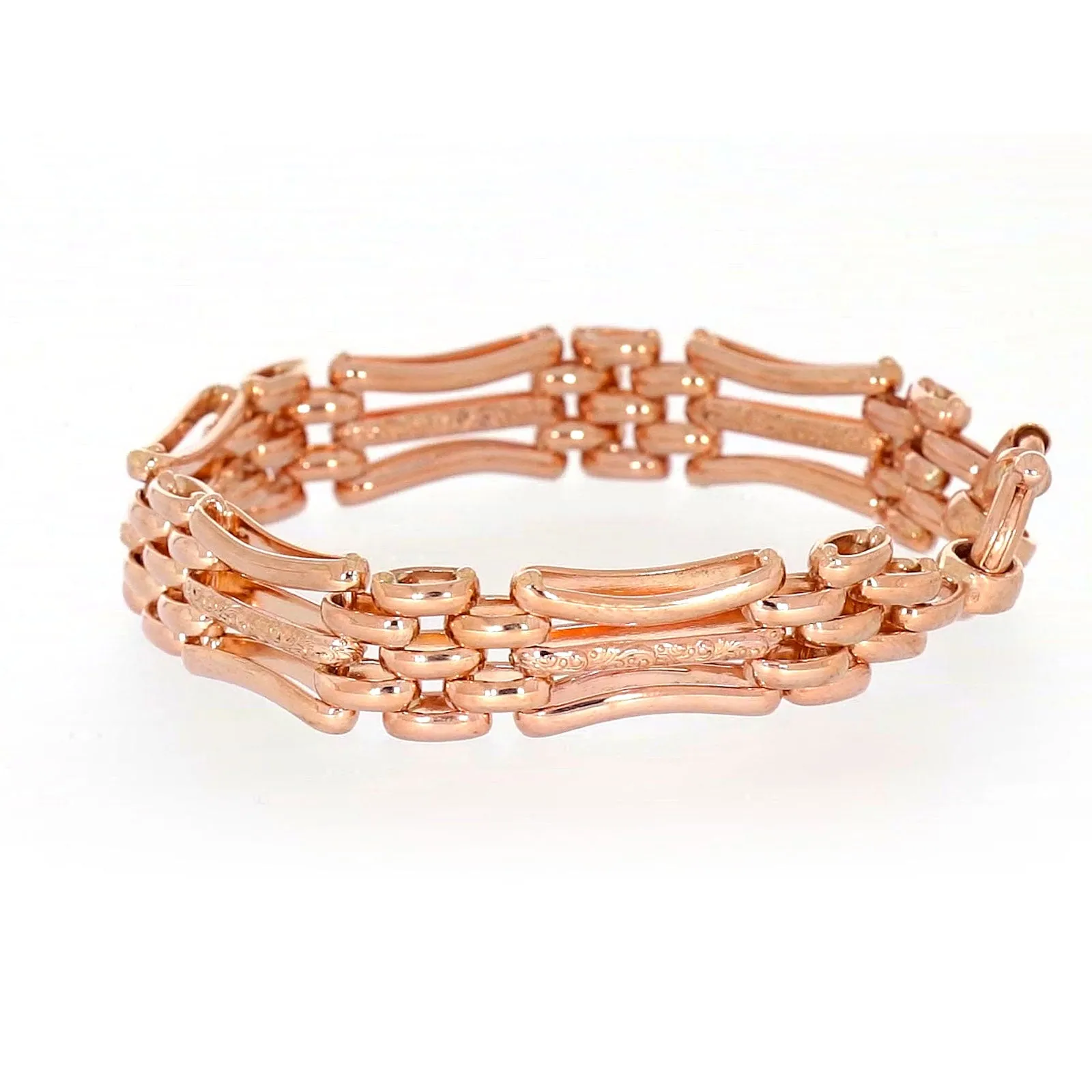 9ct Rose Gold Silver Filled 19cm Gate Bracelet with Bolt Ring