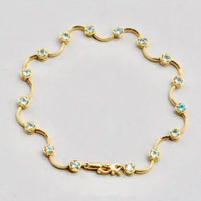 9ct Yellow Gold Aquamarine Wave Design Link Bracelet (1.60 Carats)