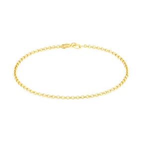9ct Yellow Gold Silver Filled 19cm Round Belcher 50 Gauge Bracelet