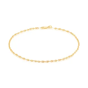 9ct Yellow Gold Silver Filled 19cm Singapore Bracelet