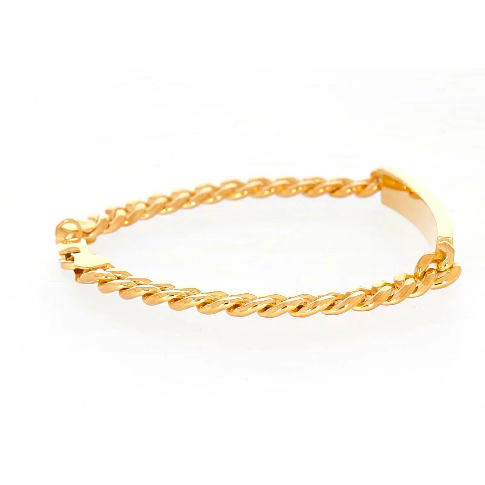 9ct Yellow Gold Silver Filled 21cm Curb Bracelet with ID Bar
