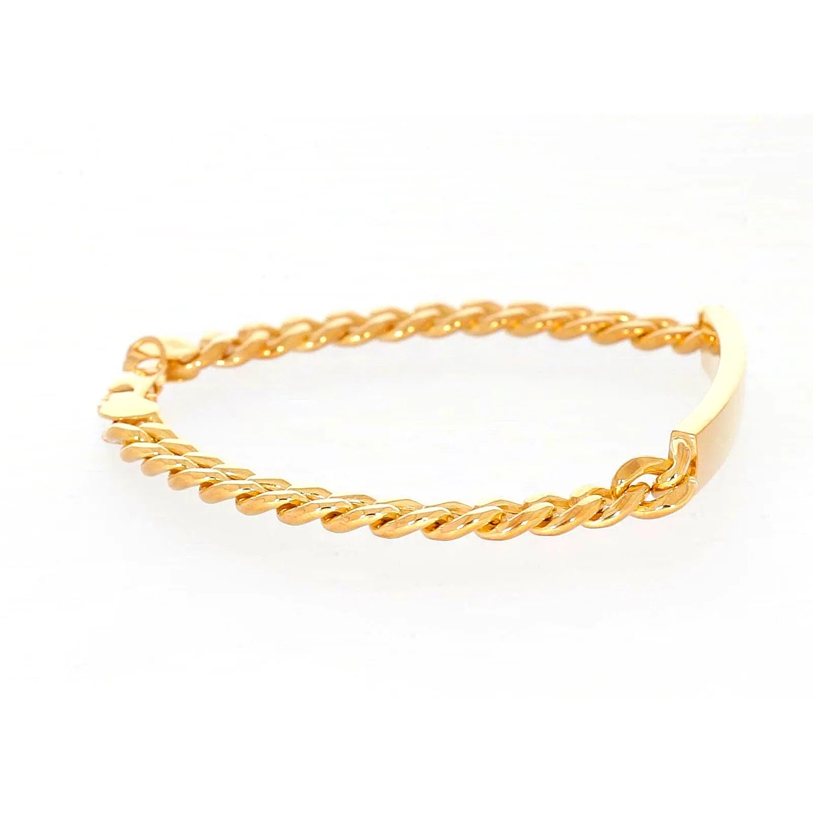 9ct Yellow Gold Silver Filled 21cm Curb Bracelet with ID Bar