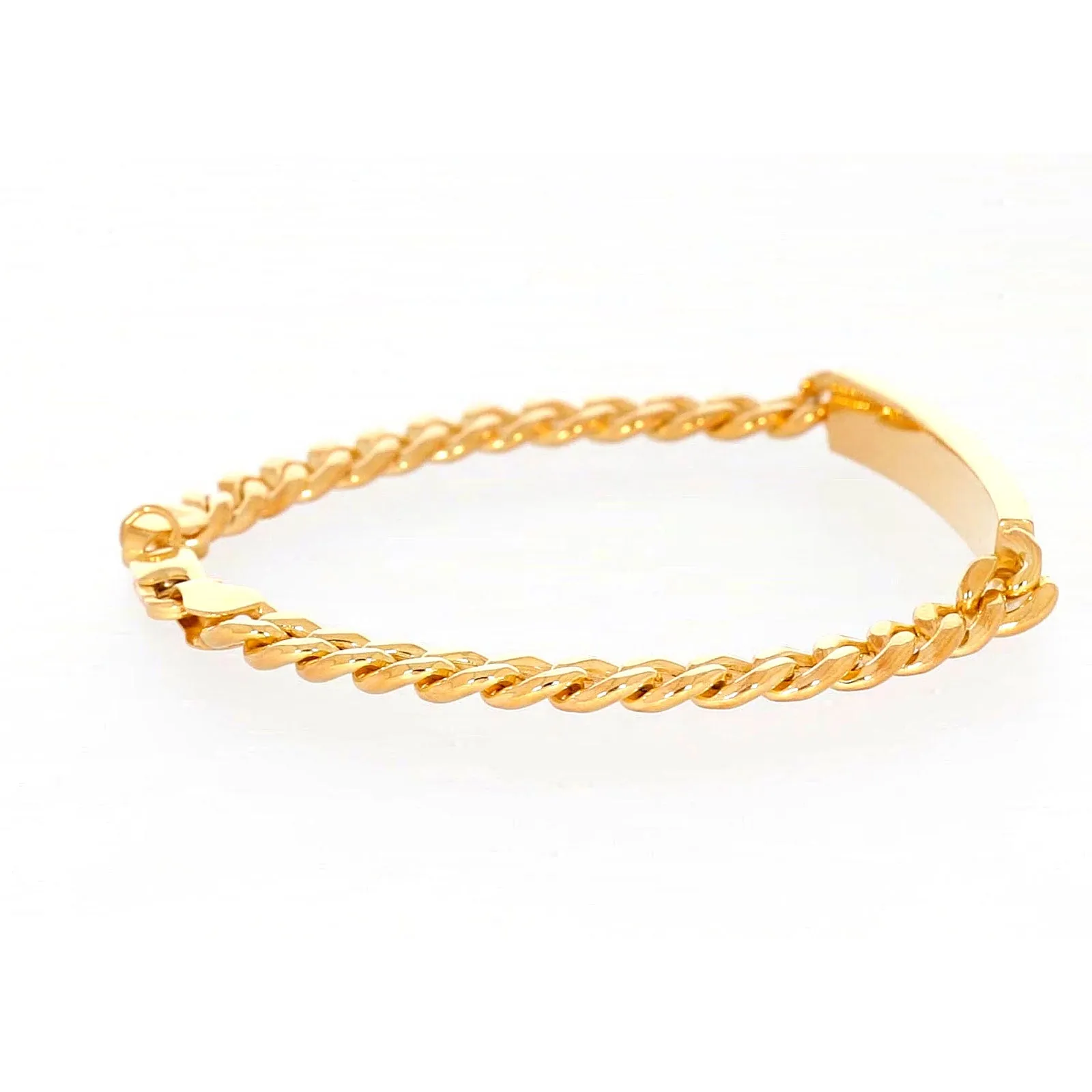 9ct Yellow Gold Silver Filled 21cm Curb Bracelet with ID Bar