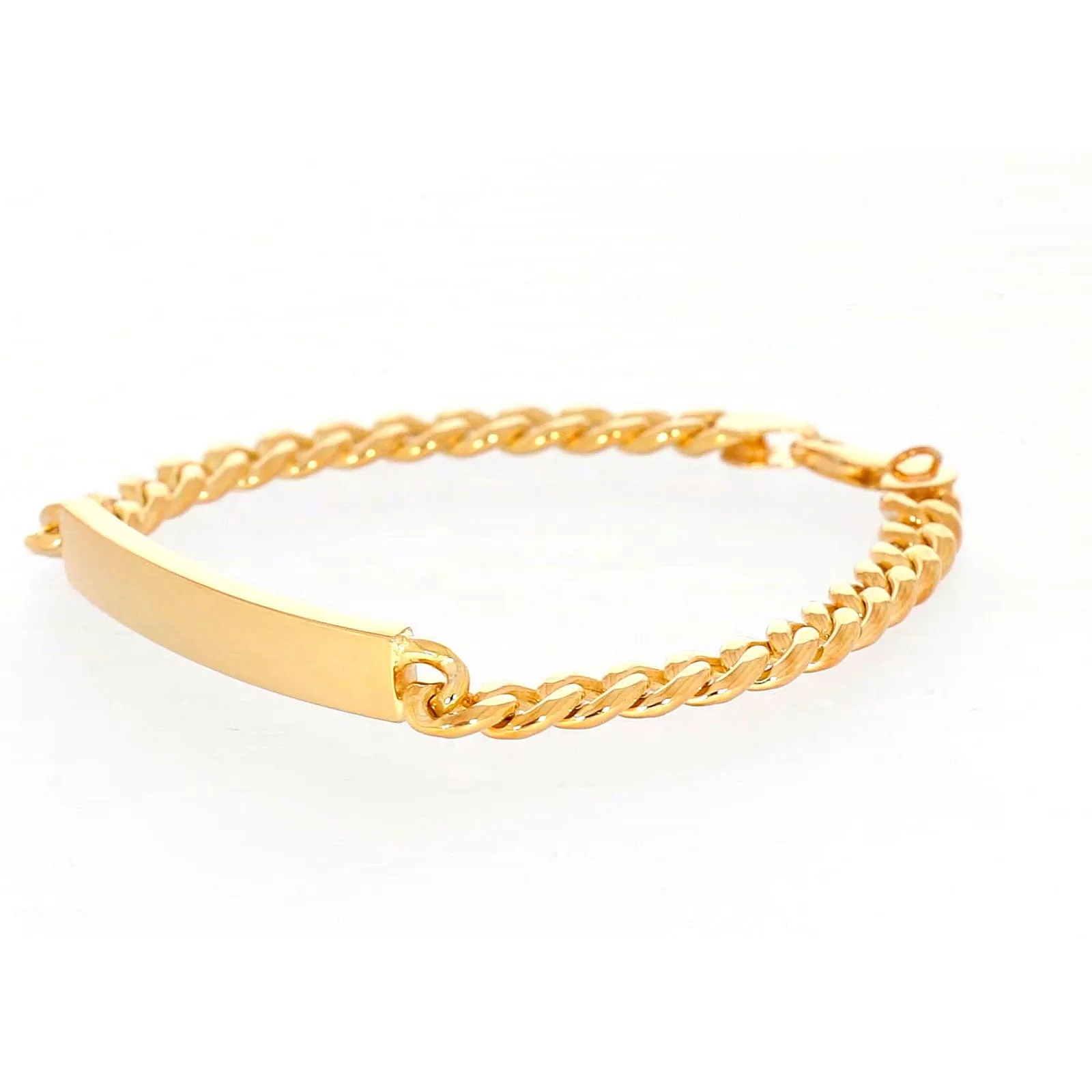 9ct Yellow Gold Silver Filled 21cm Curb Bracelet with ID Bar
