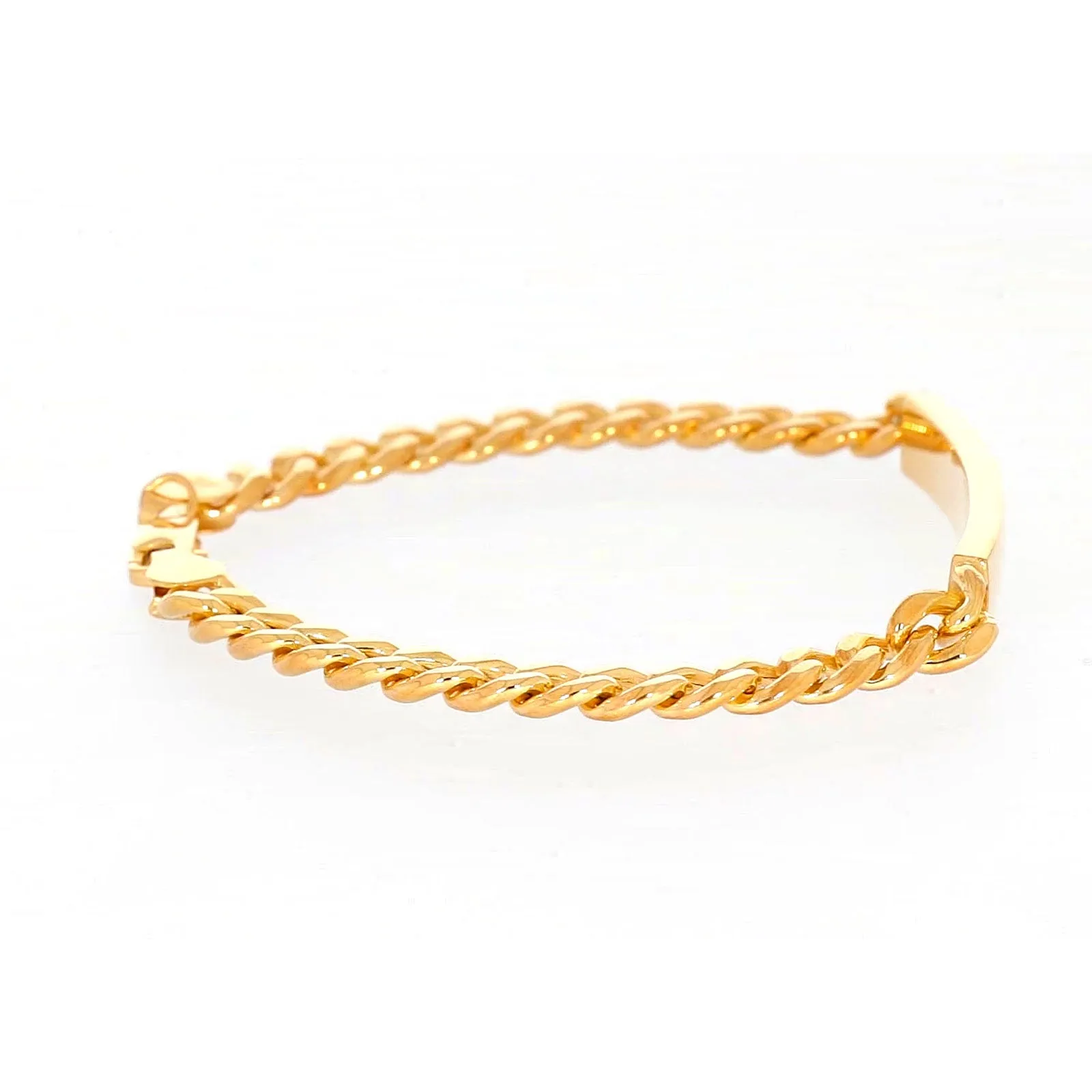 9ct Yellow Gold Silver Filled 21cm Curb Bracelet with ID Bar