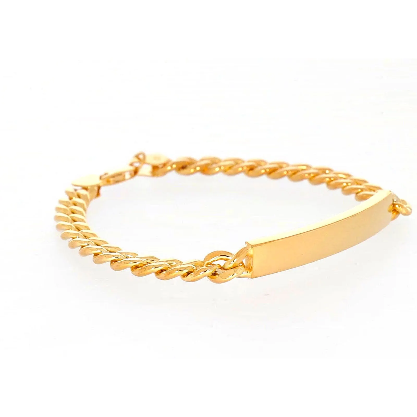 9ct Yellow Gold Silver Filled 21cm Curb Bracelet with ID Bar