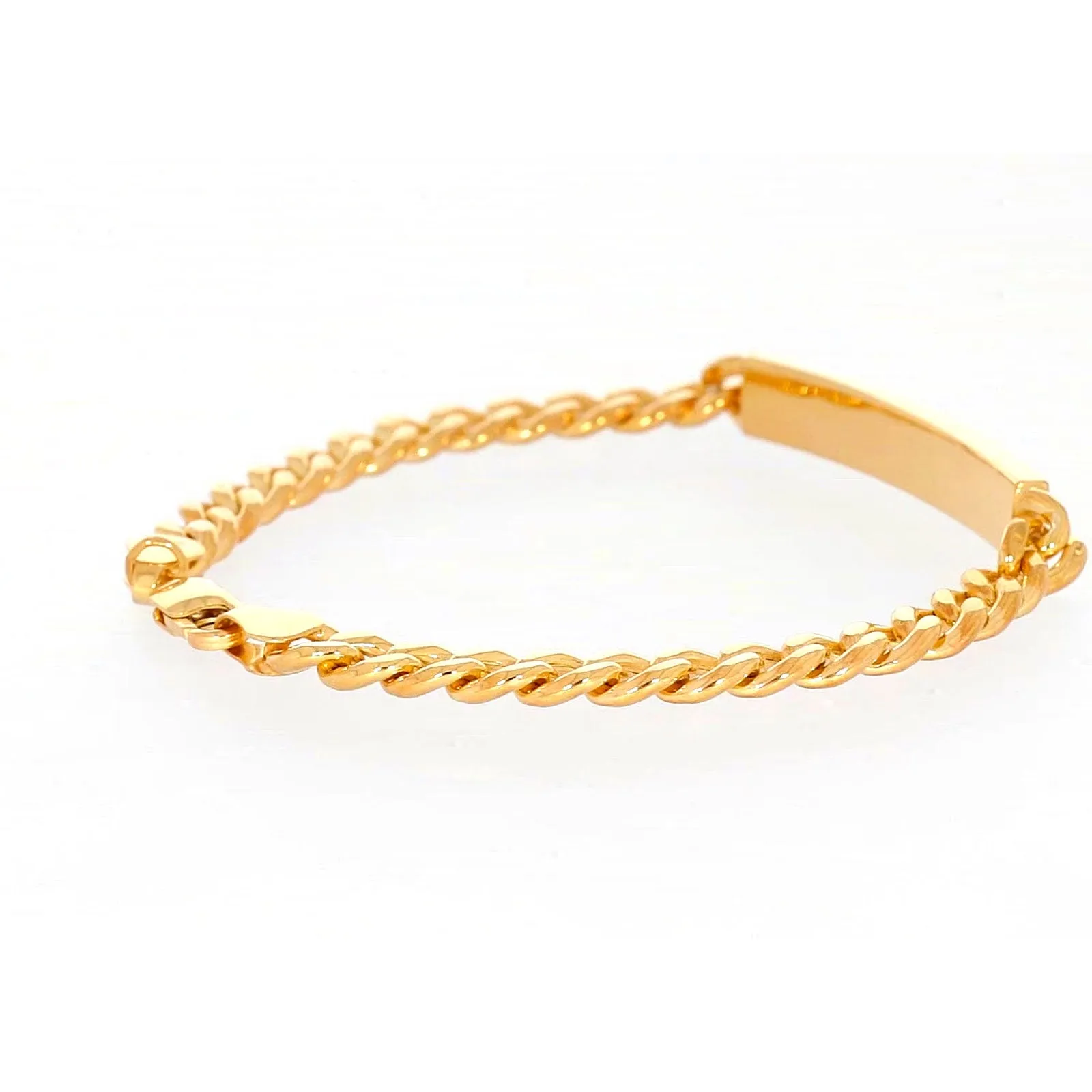 9ct Yellow Gold Silver Filled 21cm Curb Bracelet with ID Bar