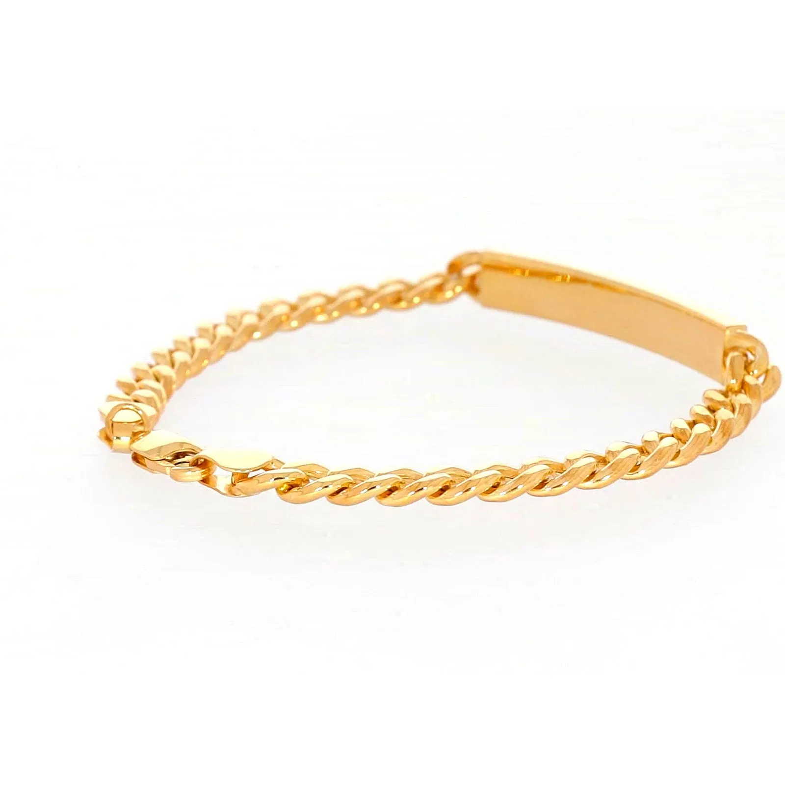 9ct Yellow Gold Silver Filled 21cm Curb Bracelet with ID Bar