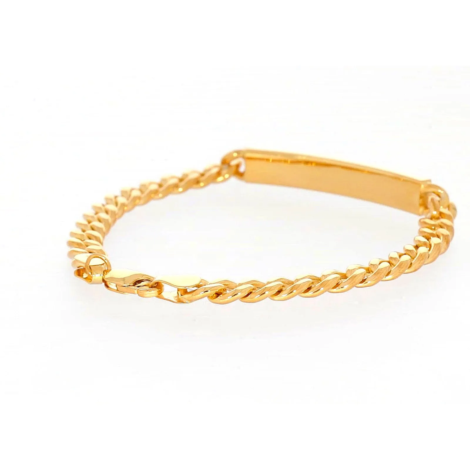 9ct Yellow Gold Silver Filled 21cm Curb Bracelet with ID Bar