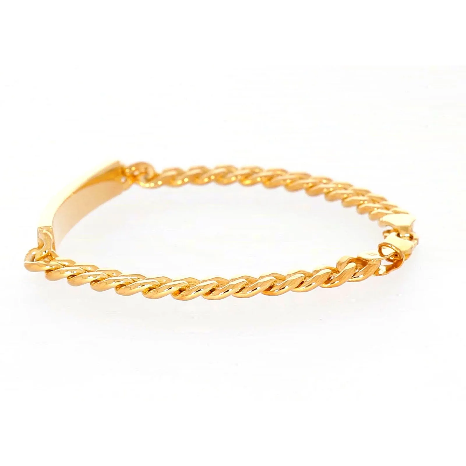 9ct Yellow Gold Silver Filled 21cm Curb Bracelet with ID Bar
