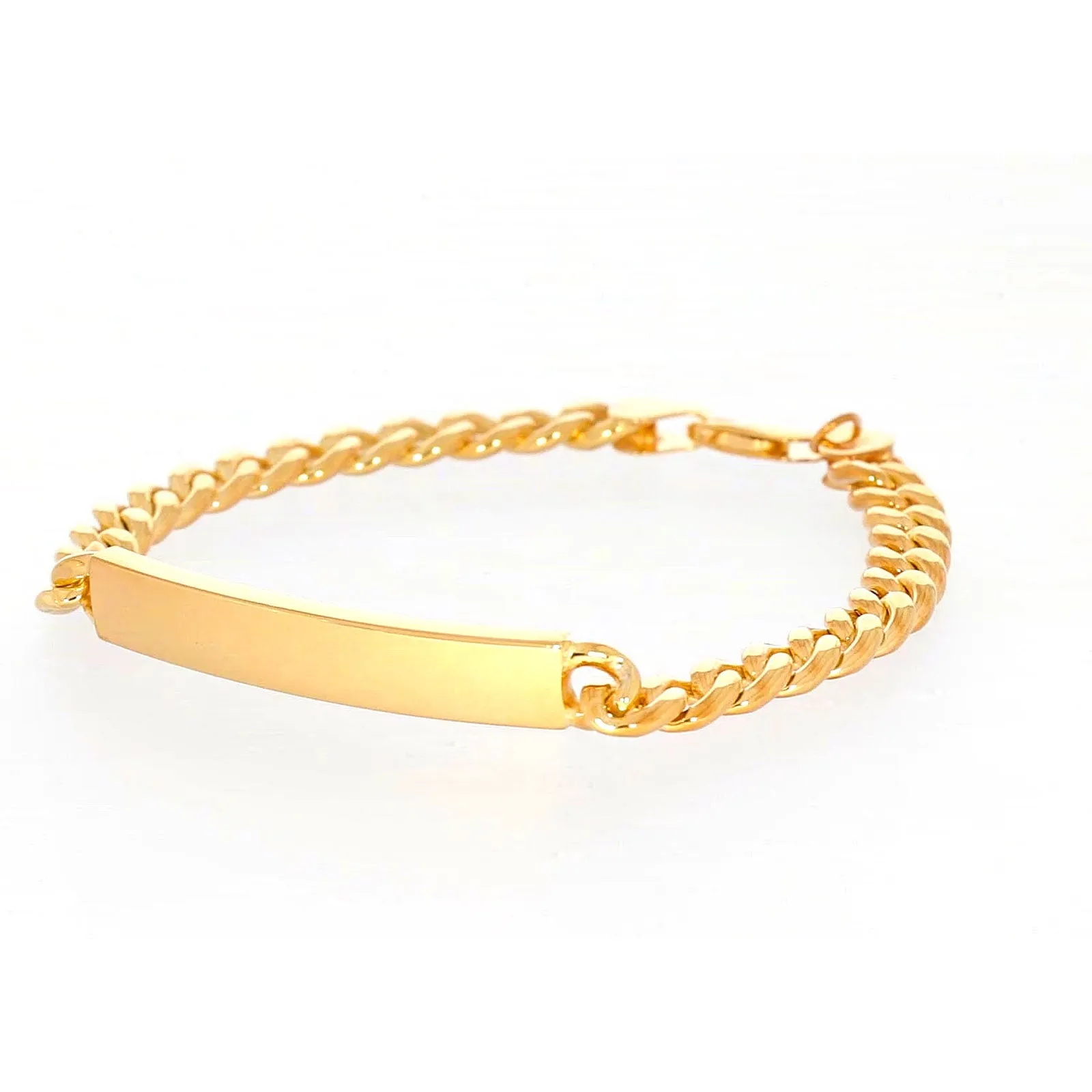 9ct Yellow Gold Silver Filled 21cm Curb Bracelet with ID Bar