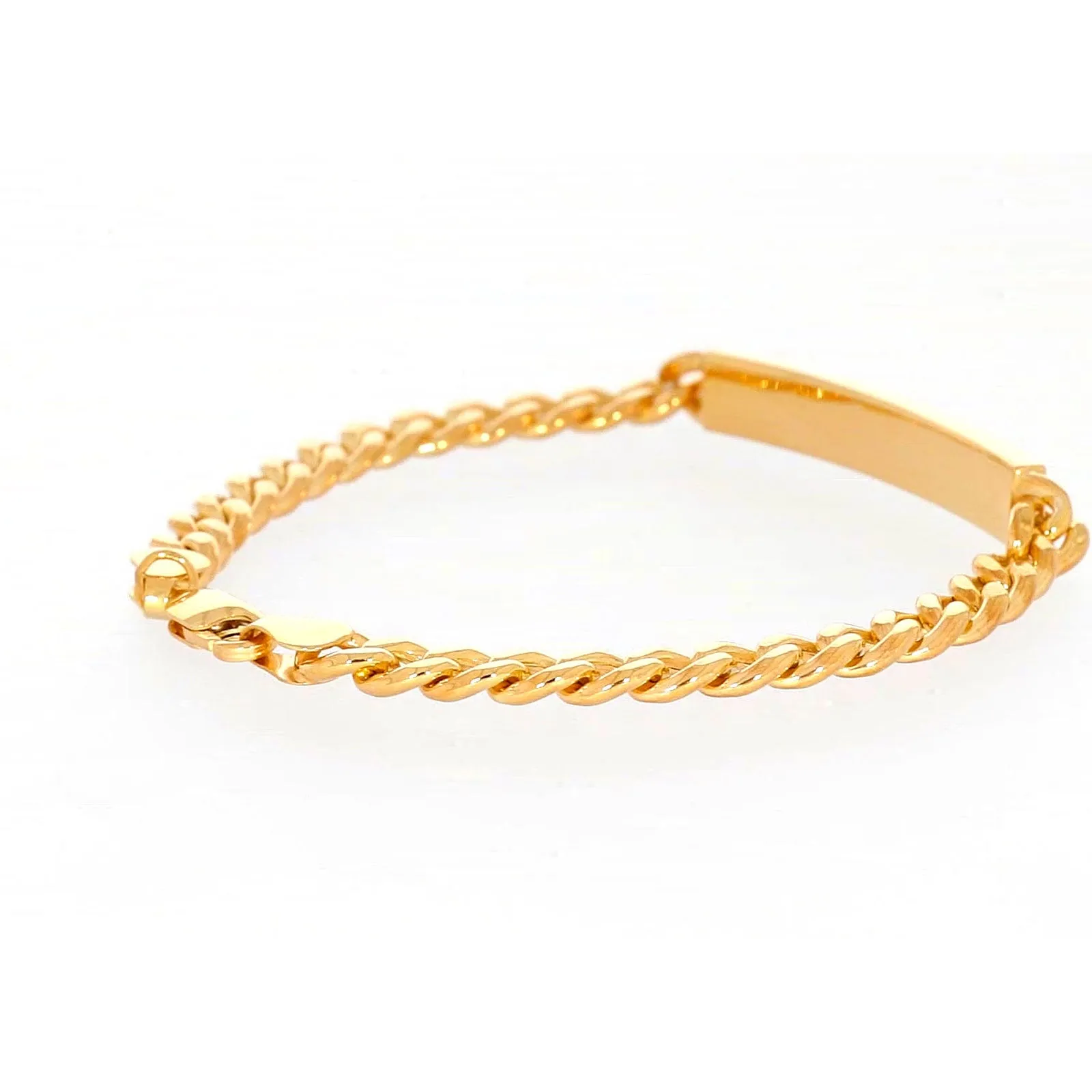 9ct Yellow Gold Silver Filled 21cm Curb Bracelet with ID Bar