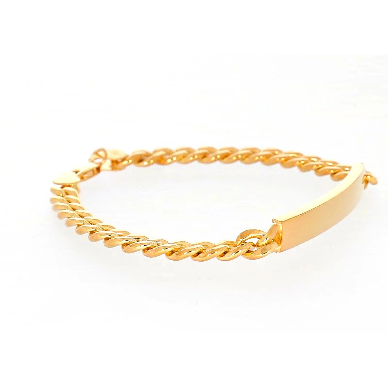 9ct Yellow Gold Silver Filled 21cm Curb Bracelet with ID Bar