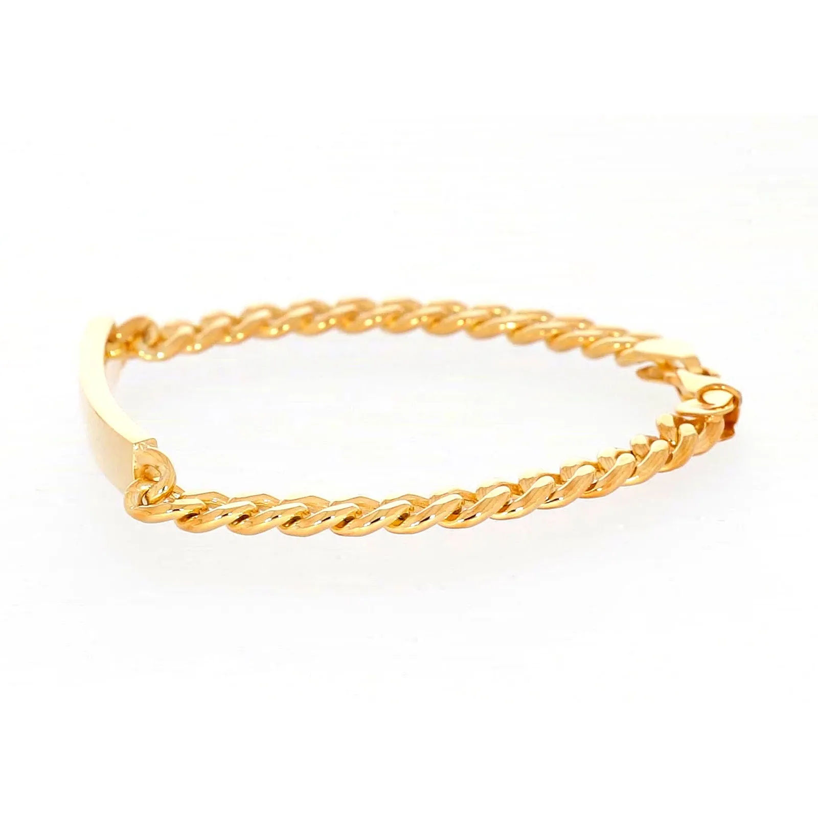 9ct Yellow Gold Silver Filled 21cm Curb Bracelet with ID Bar