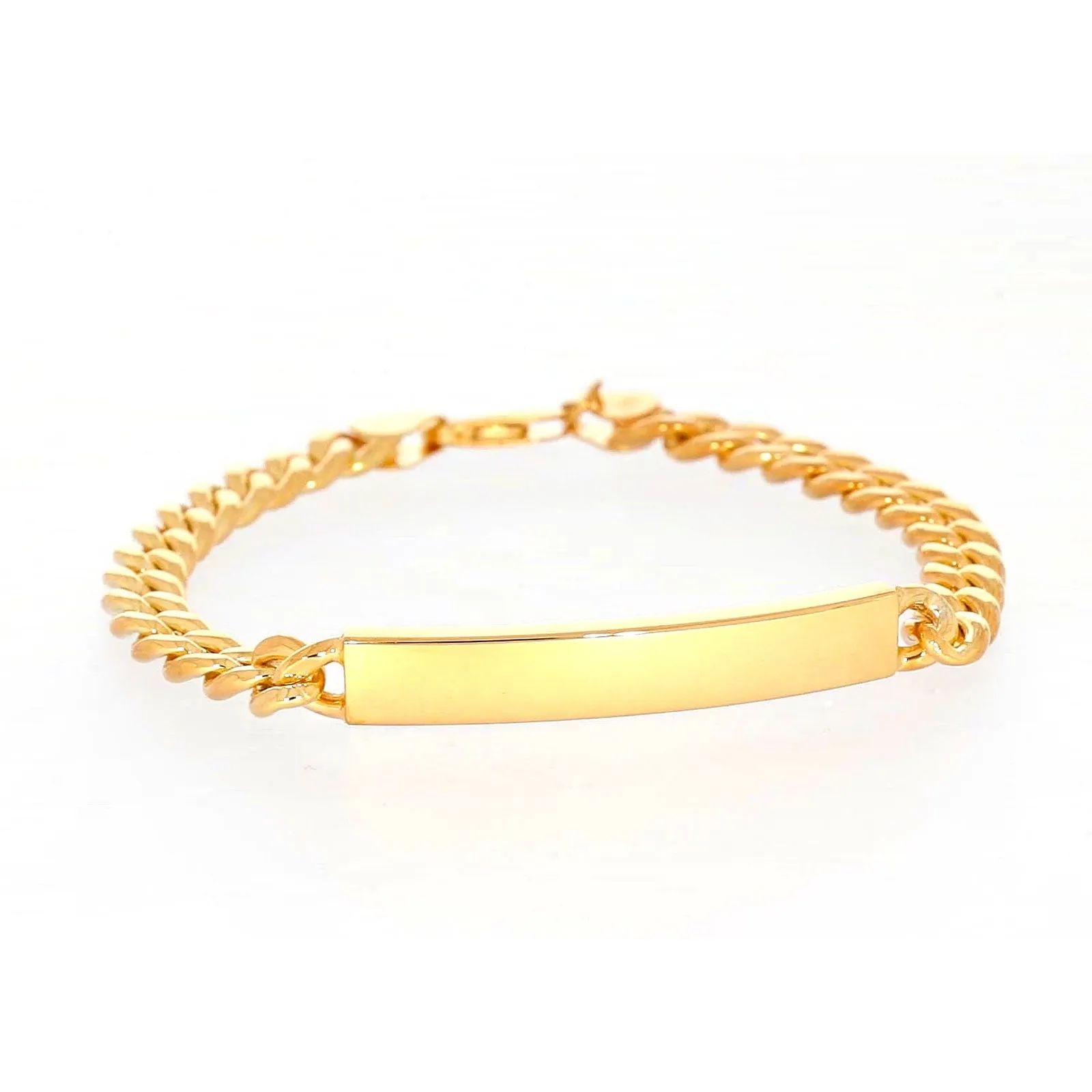 9ct Yellow Gold Silver Filled 21cm Curb Bracelet with ID Bar