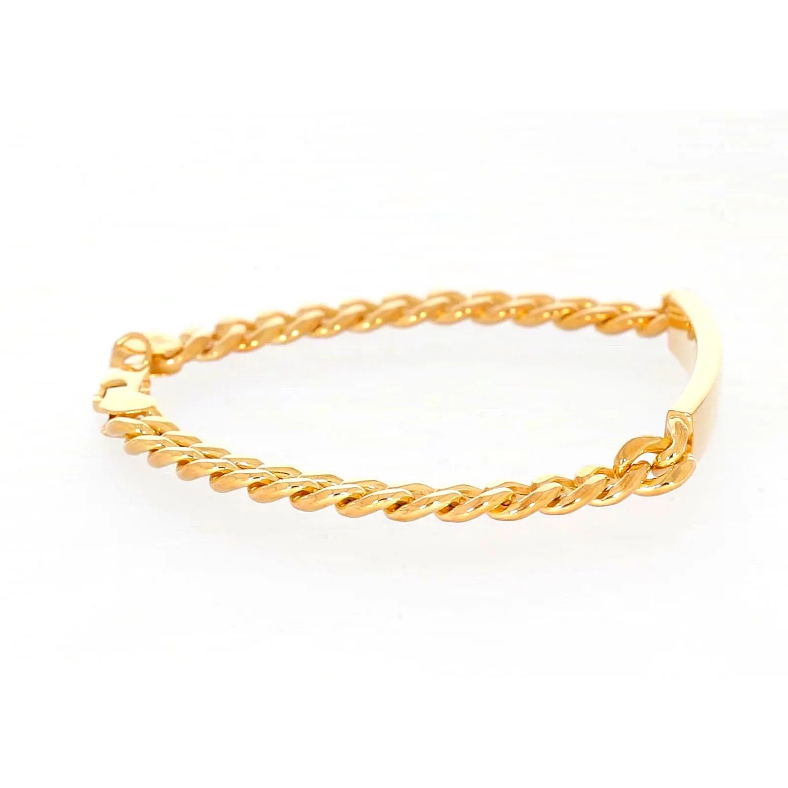 9ct Yellow Gold Silver Filled 21cm Curb Bracelet with ID Bar