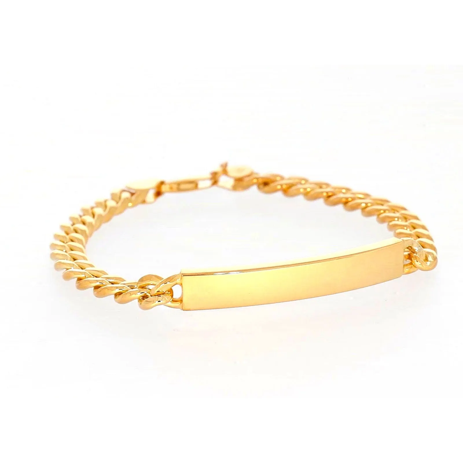 9ct Yellow Gold Silver Filled 21cm Curb Bracelet with ID Bar