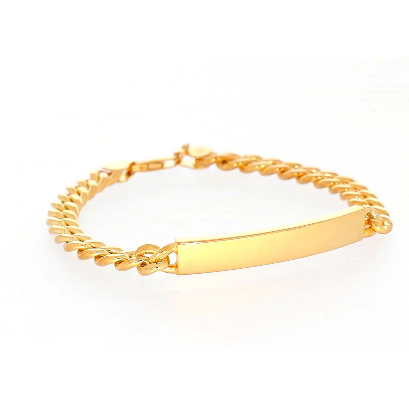 9ct Yellow Gold Silver Filled 21cm Curb Bracelet with ID Bar