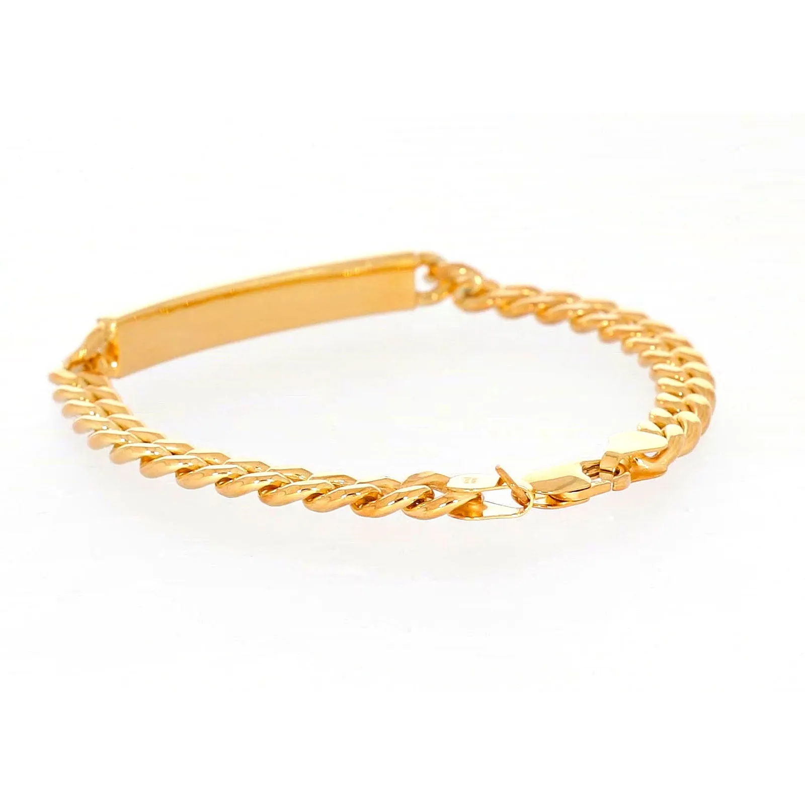 9ct Yellow Gold Silver Filled 21cm Curb Bracelet with ID Bar