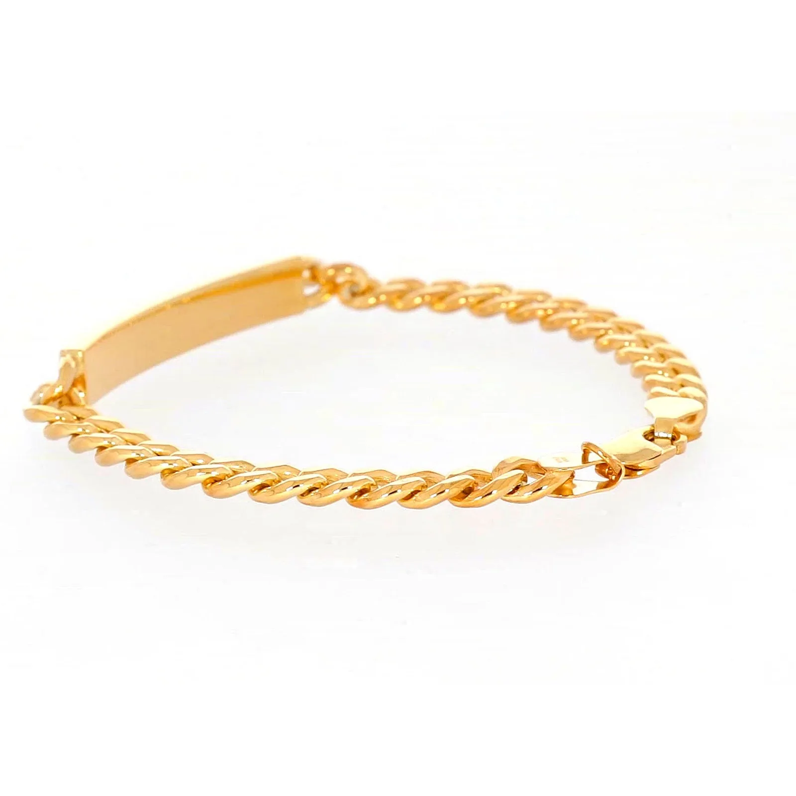 9ct Yellow Gold Silver Filled 21cm Curb Bracelet with ID Bar