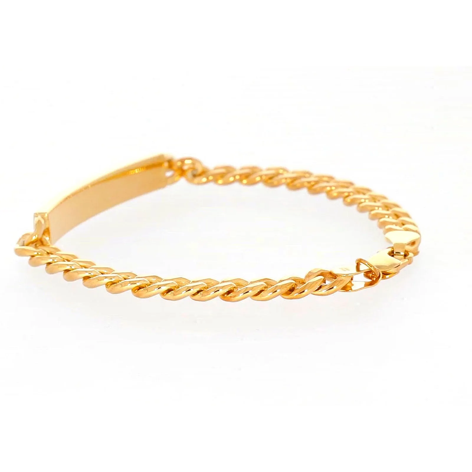 9ct Yellow Gold Silver Filled 21cm Curb Bracelet with ID Bar