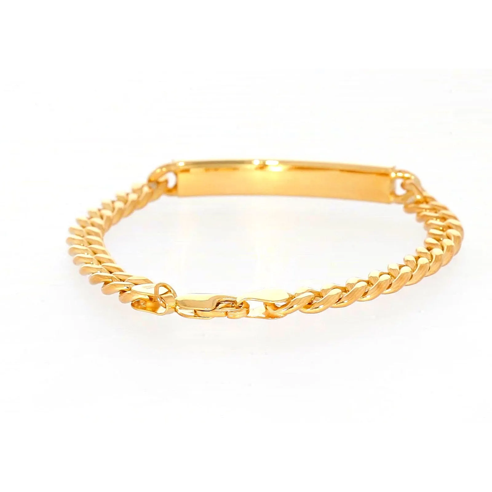 9ct Yellow Gold Silver Filled 21cm Curb Bracelet with ID Bar