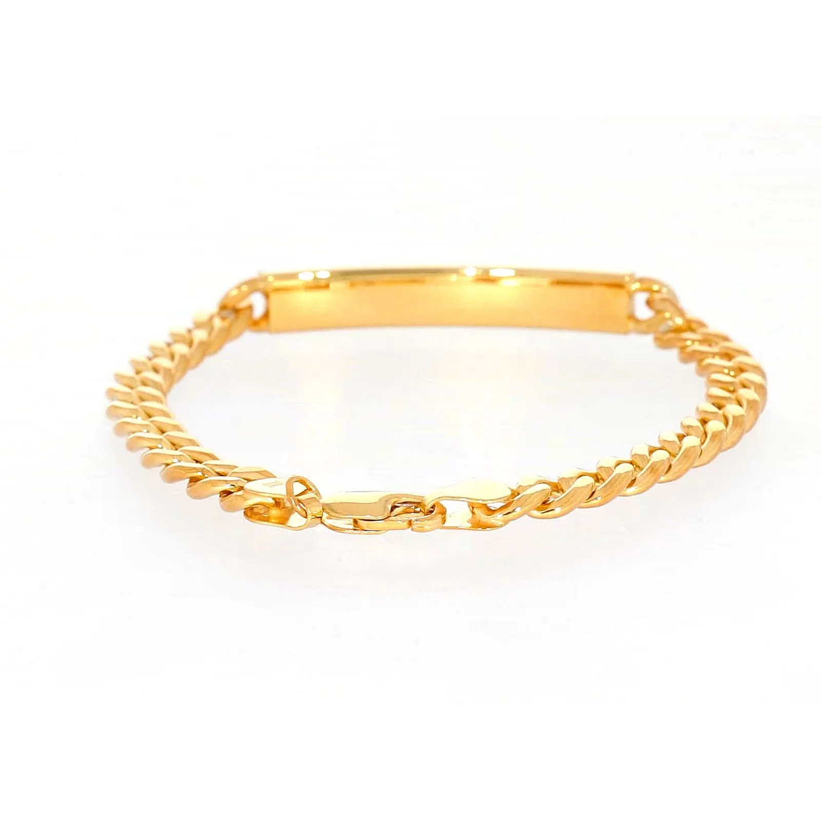 9ct Yellow Gold Silver Filled 21cm Curb Bracelet with ID Bar