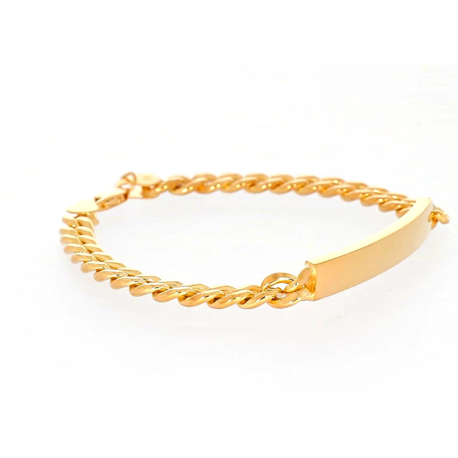 9ct Yellow Gold Silver Filled 21cm Curb Bracelet with ID Bar