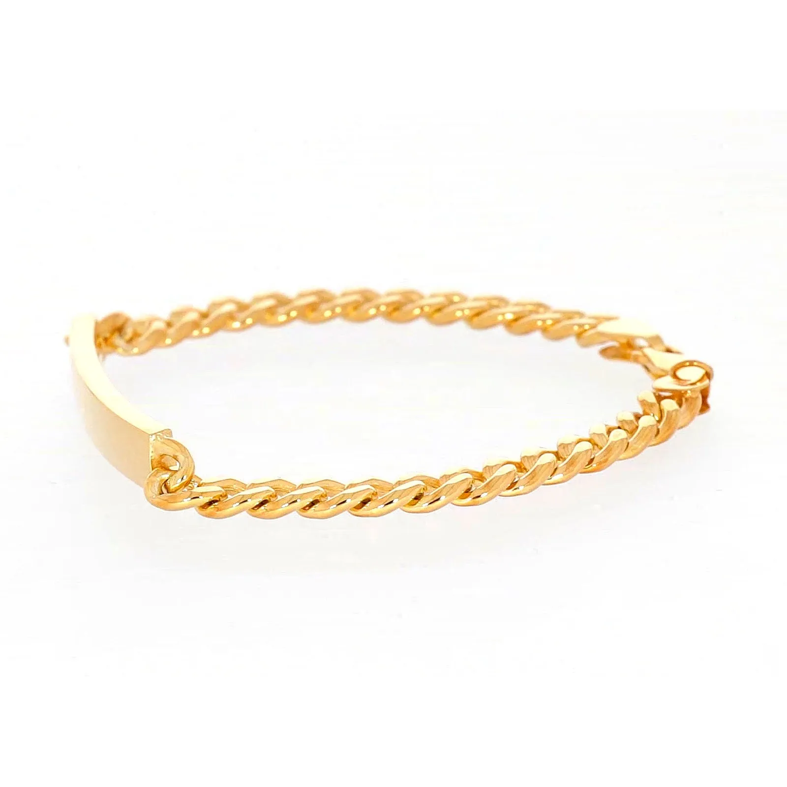 9ct Yellow Gold Silver Filled 21cm Curb Bracelet with ID Bar