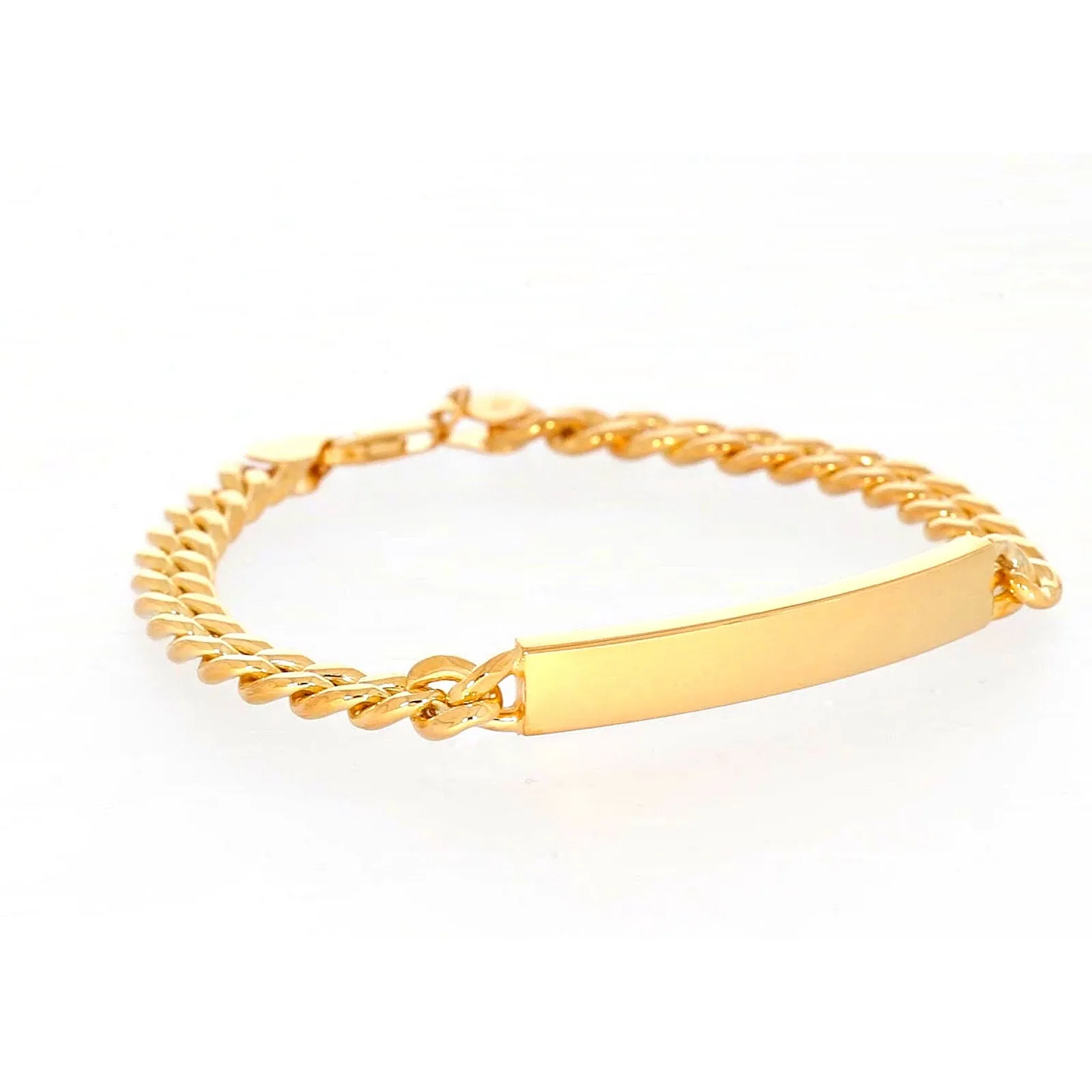 9ct Yellow Gold Silver Filled 21cm Curb Bracelet with ID Bar