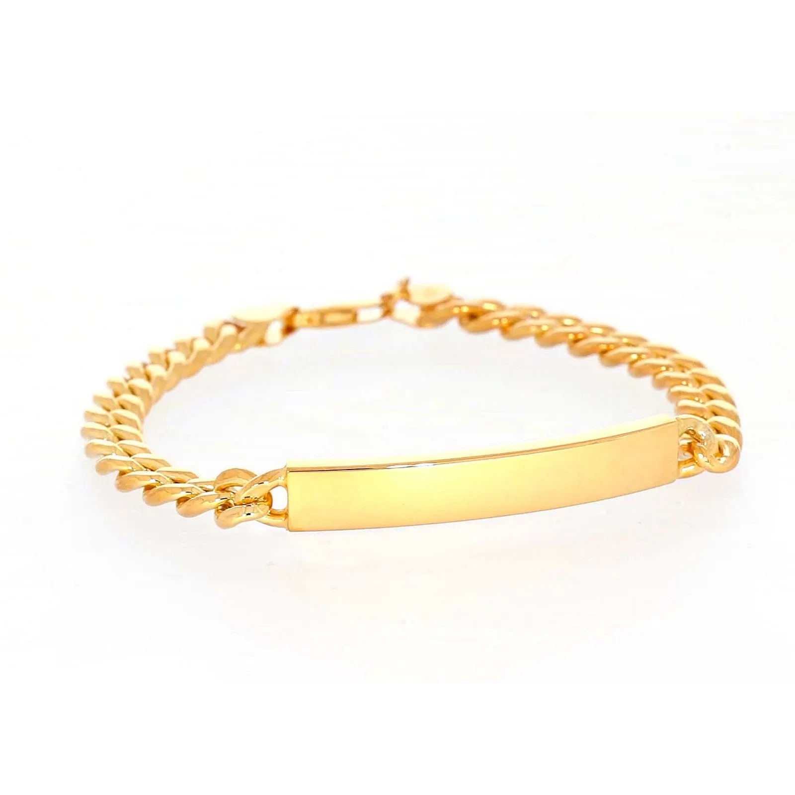 9ct Yellow Gold Silver Filled 21cm Curb Bracelet with ID Bar