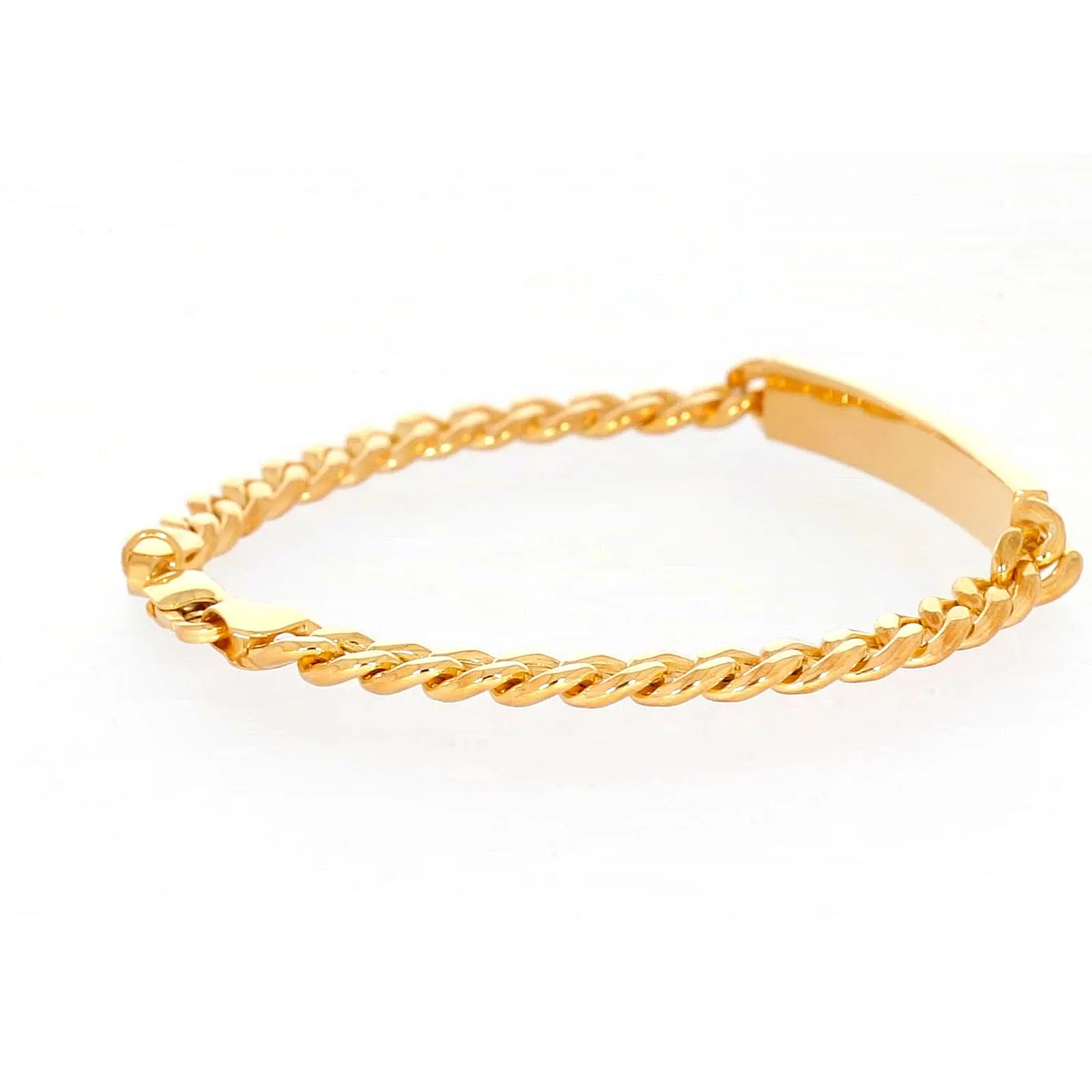 9ct Yellow Gold Silver Filled 21cm Curb Bracelet with ID Bar