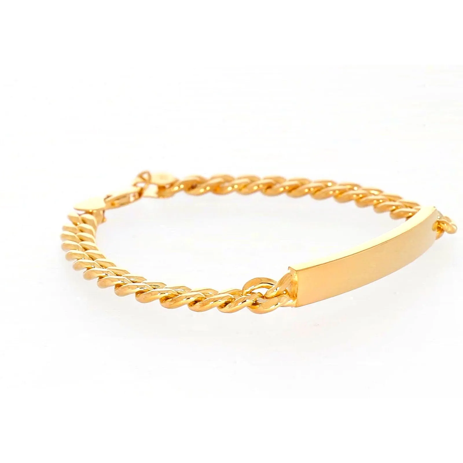 9ct Yellow Gold Silver Filled 21cm Curb Bracelet with ID Bar
