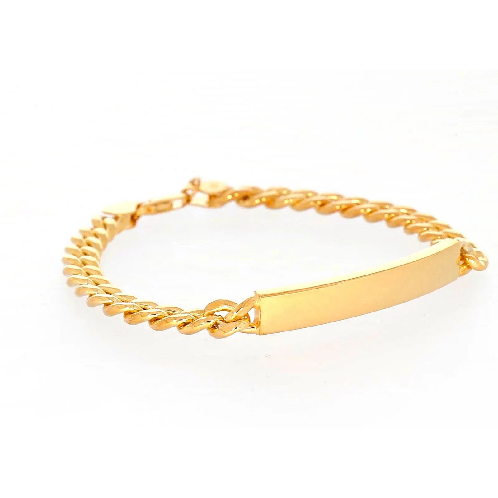 9ct Yellow Gold Silver Filled 21cm Curb Bracelet with ID Bar