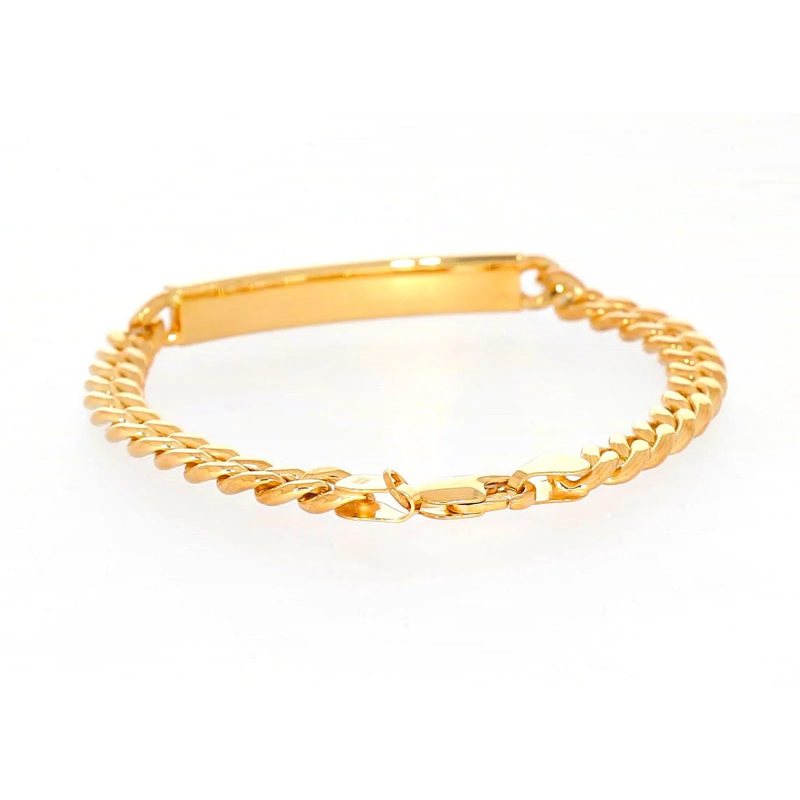 9ct Yellow Gold Silver Filled 21cm Curb Bracelet with ID Bar