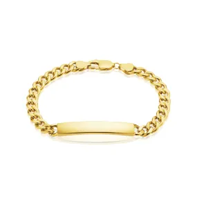 9ct Yellow Gold Silver Filled 21cm Curb Bracelet with ID Bar