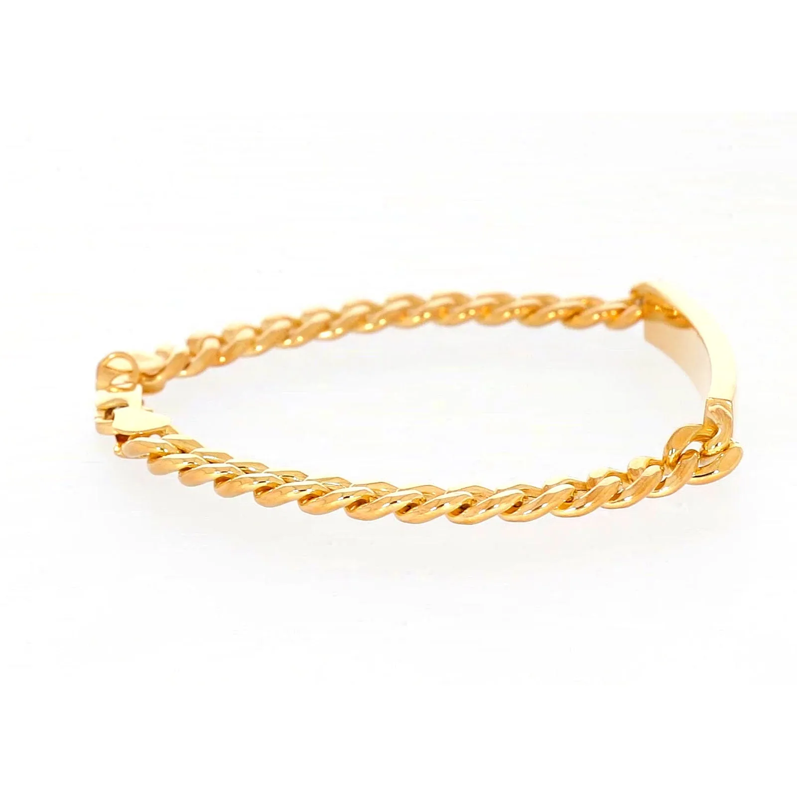 9ct Yellow Gold Silver Filled 21cm Curb Bracelet with ID Bar