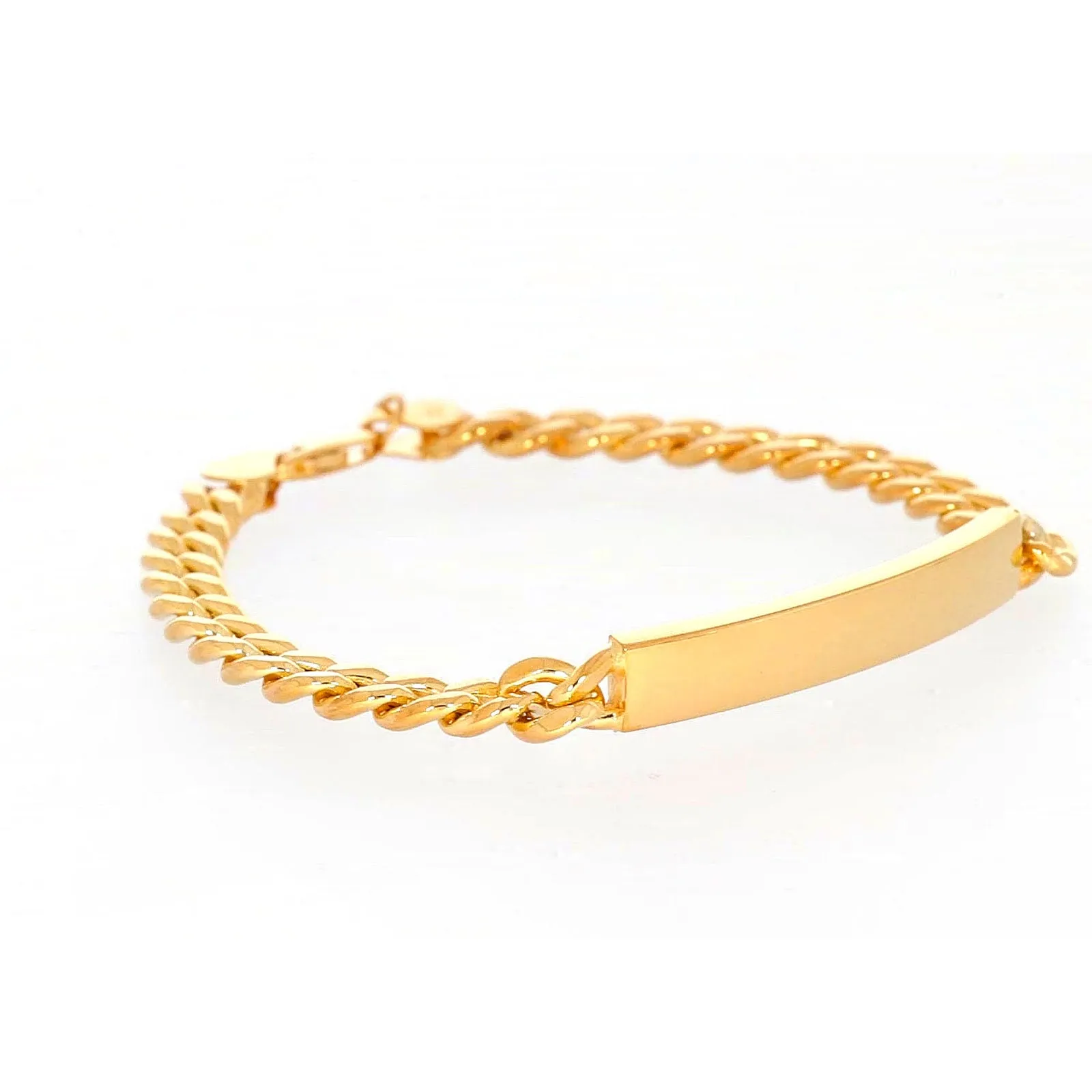9ct Yellow Gold Silver Filled 21cm Curb Bracelet with ID Bar
