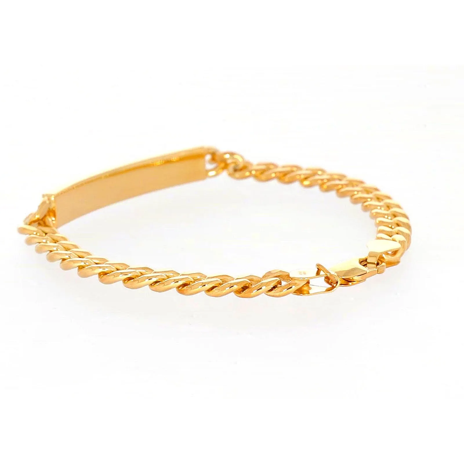 9ct Yellow Gold Silver Filled 21cm Curb Bracelet with ID Bar
