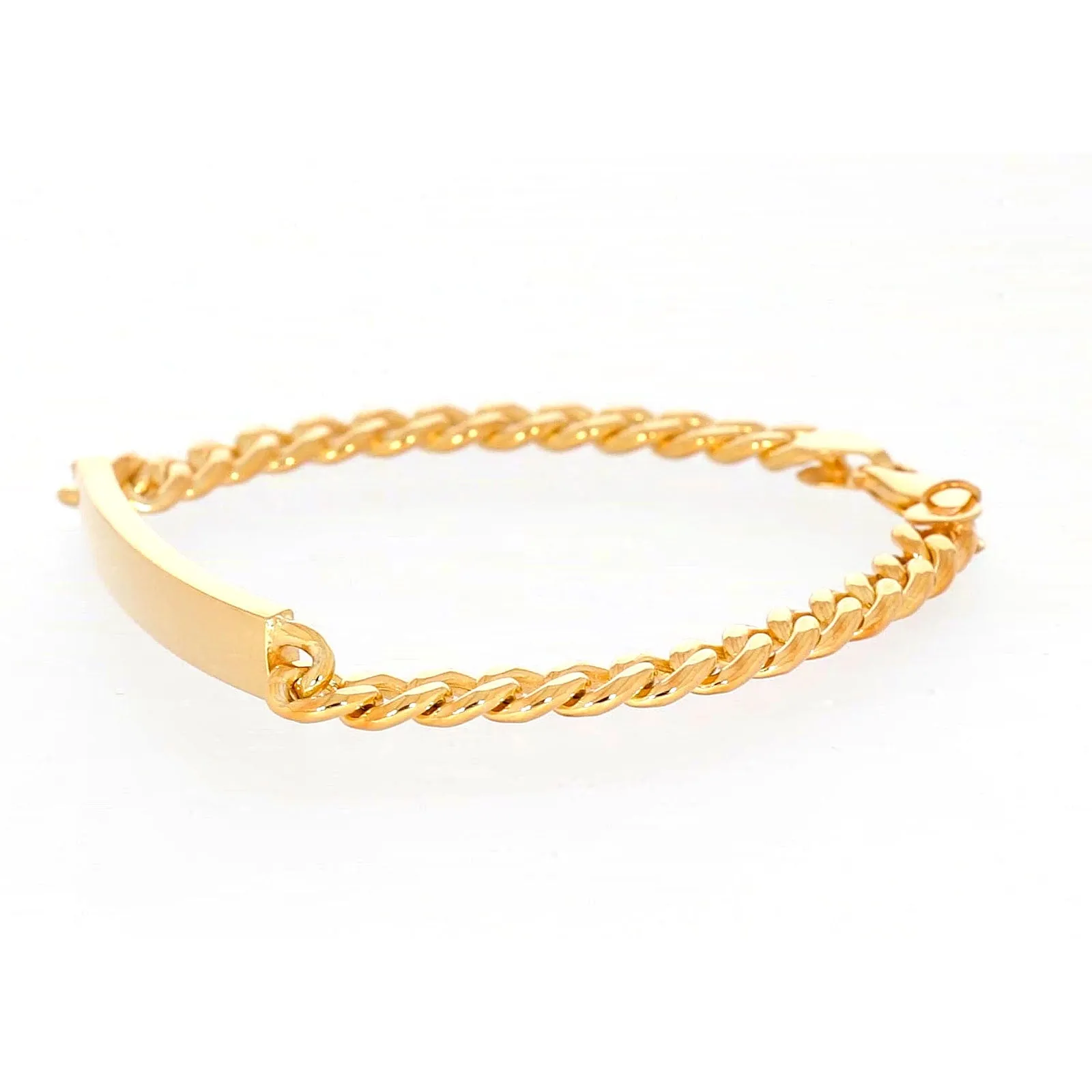9ct Yellow Gold Silver Filled 21cm Curb Bracelet with ID Bar