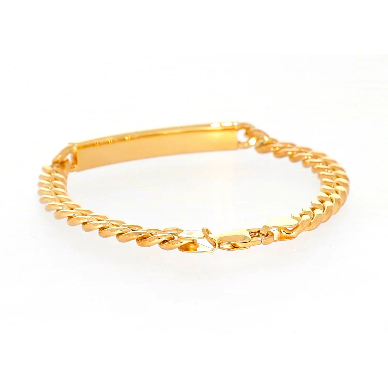 9ct Yellow Gold Silver Filled 21cm Curb Bracelet with ID Bar